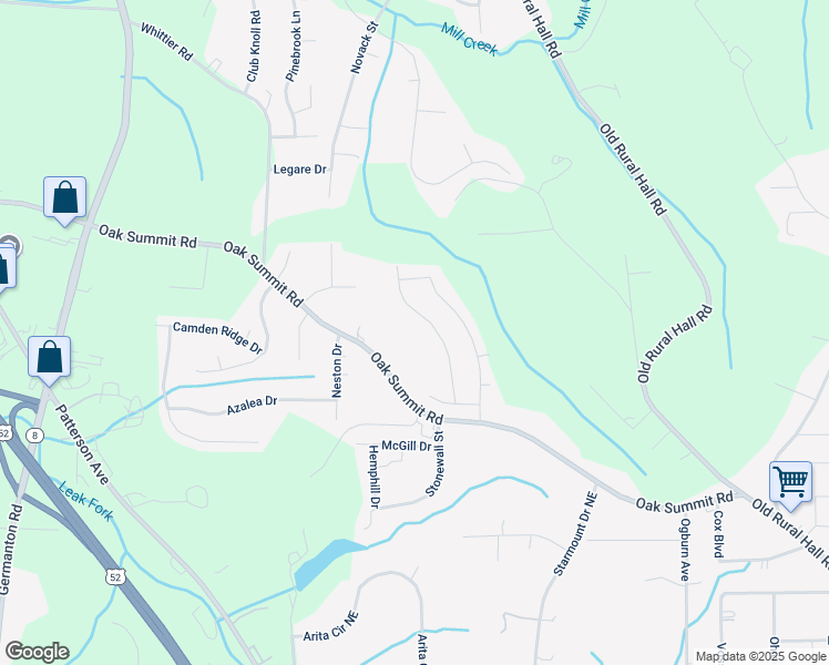 map of restaurants, bars, coffee shops, grocery stores, and more near 517 Oak Summit Road in Winston-Salem
