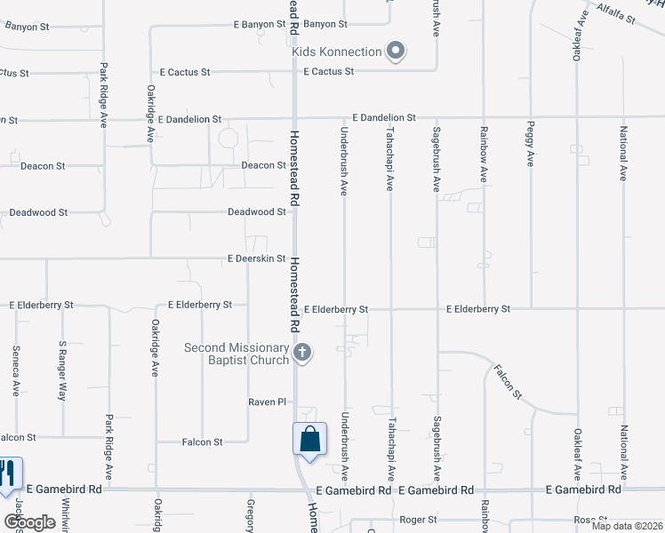 map of restaurants, bars, coffee shops, grocery stores, and more near 3390 Underbrush Avenue in Pahrump