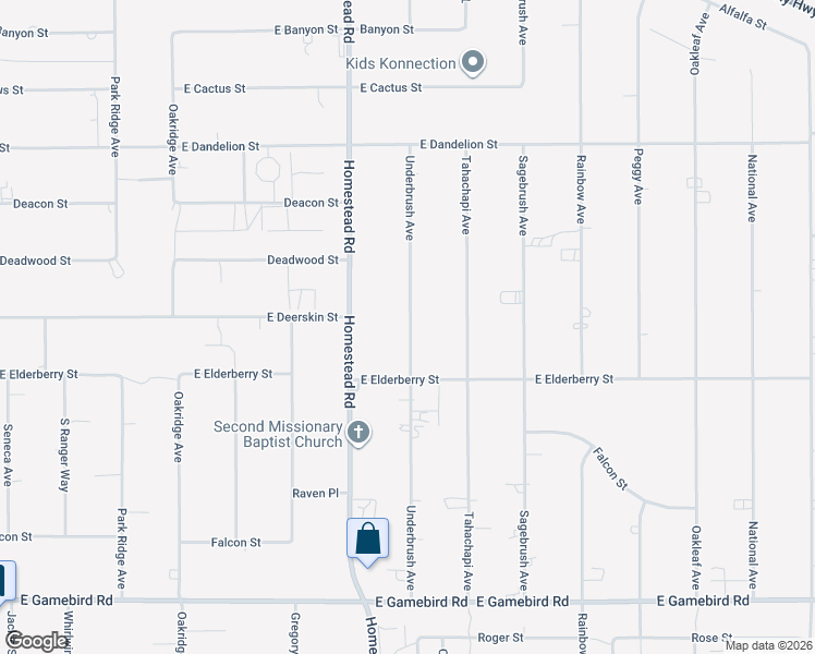 map of restaurants, bars, coffee shops, grocery stores, and more near 3390 Underbrush Avenue in Pahrump