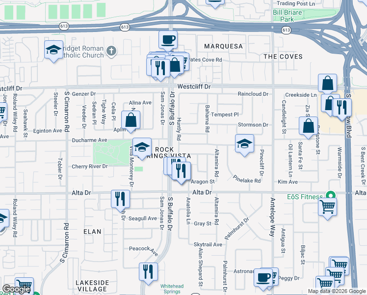 map of restaurants, bars, coffee shops, grocery stores, and more near 7504 Barkentine Street in Las Vegas