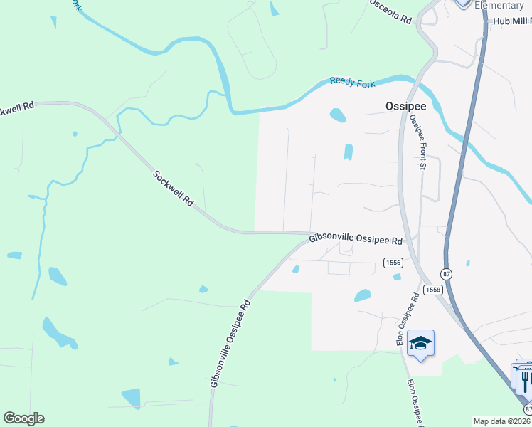 map of restaurants, bars, coffee shops, grocery stores, and more near 3455 Shepherd Road in Elon