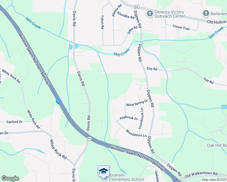 map of restaurants, bars, coffee shops, grocery stores, and more near Davis Road in Winston-Salem