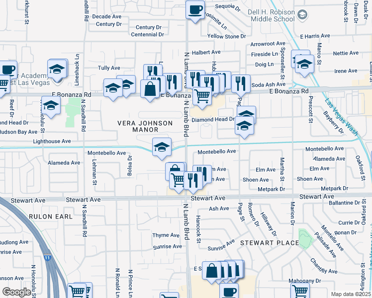 map of restaurants, bars, coffee shops, grocery stores, and more near 469 North Lamb Boulevard in Las Vegas