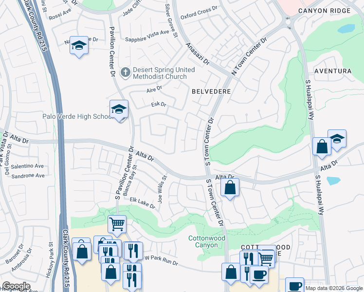 map of restaurants, bars, coffee shops, grocery stores, and more near 401 Amber Pine Street in Las Vegas