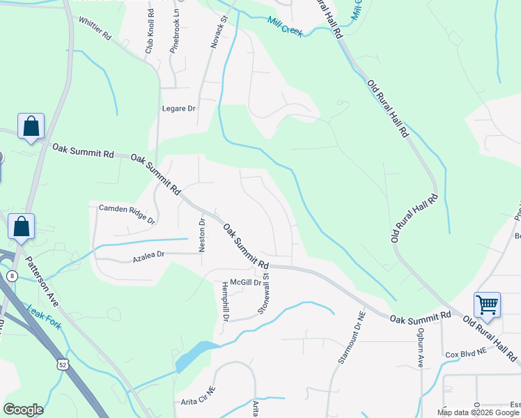 map of restaurants, bars, coffee shops, grocery stores, and more near 517 Oak Summit Road in Winston-Salem