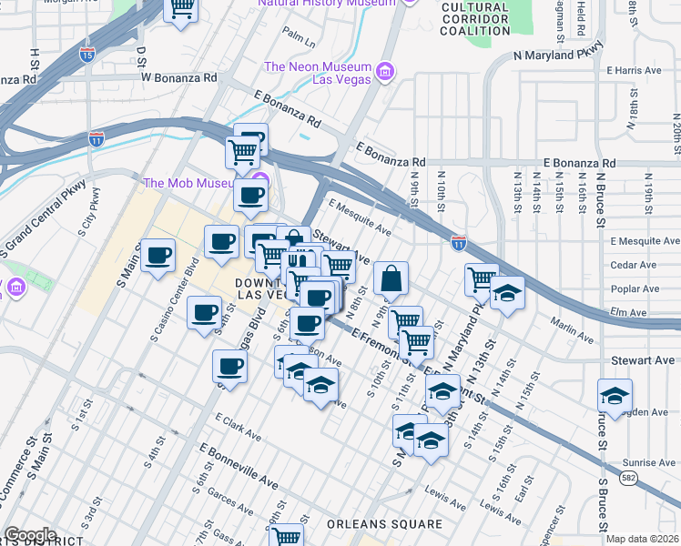 map of restaurants, bars, coffee shops, grocery stores, and more near 230 North 7th Street in Las Vegas