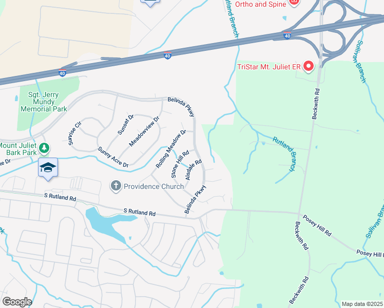 map of restaurants, bars, coffee shops, grocery stores, and more near 1501 Stone Hill Road in Mt. Juliet