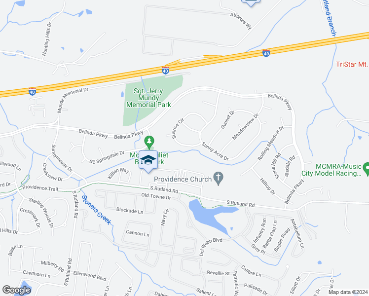 map of restaurants, bars, coffee shops, grocery stores, and more near 342 Sunrise Circle in Mount Juliet