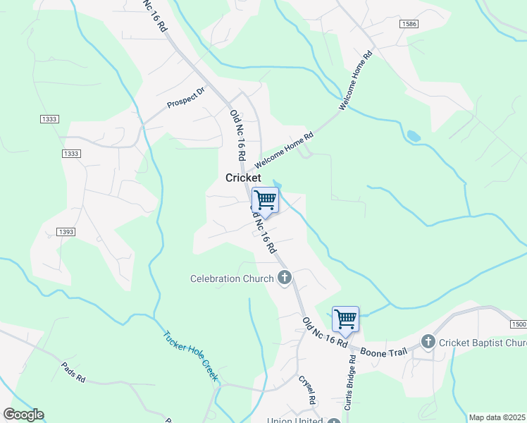 map of restaurants, bars, coffee shops, grocery stores, and more near 238 Tanglewood Lane in North Wilkesboro