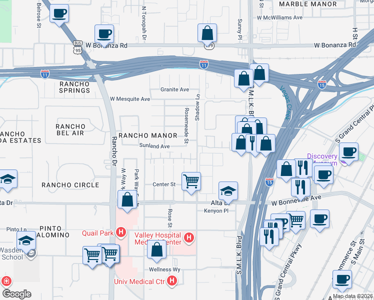 map of restaurants, bars, coffee shops, grocery stores, and more near 249 Vertigo Tulip Court in Las Vegas