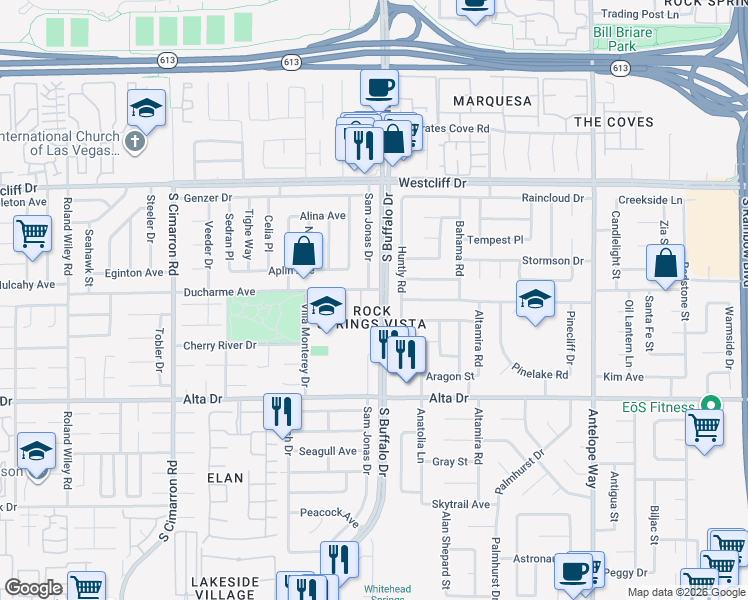 map of restaurants, bars, coffee shops, grocery stores, and more near in Las Vegas