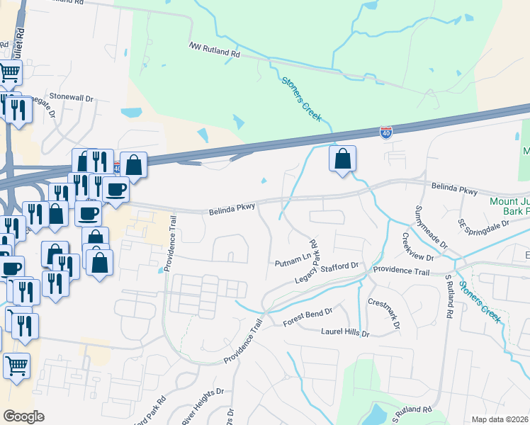 map of restaurants, bars, coffee shops, grocery stores, and more near 2006 Hidden Cove Road in Mt. Juliet