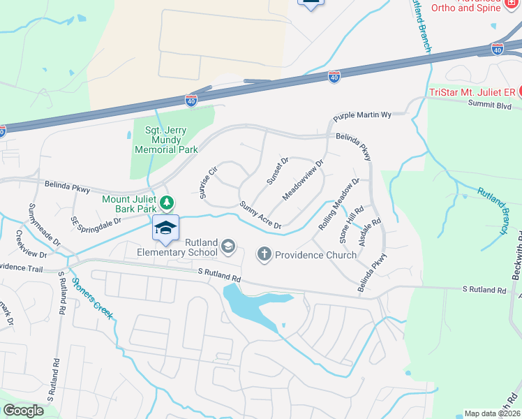 map of restaurants, bars, coffee shops, grocery stores, and more near 600 Meadowview Drive in Mt. Juliet