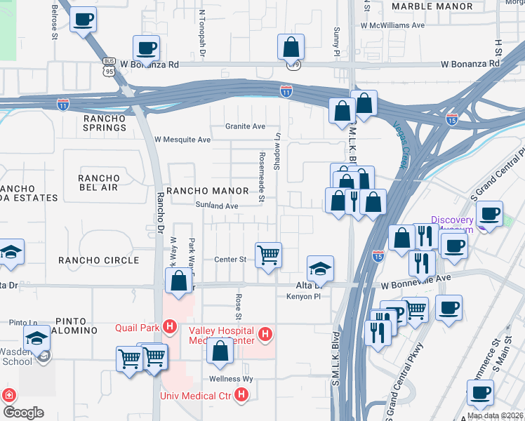 map of restaurants, bars, coffee shops, grocery stores, and more near 249 Vertigo Tulip Court in Las Vegas