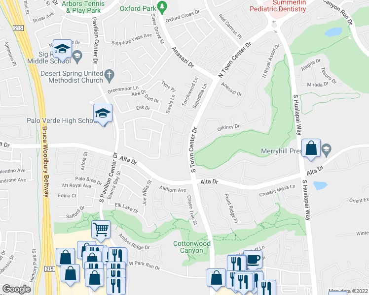 map of restaurants, bars, coffee shops, grocery stores, and more near 400 Pine Haven Street in Las Vegas