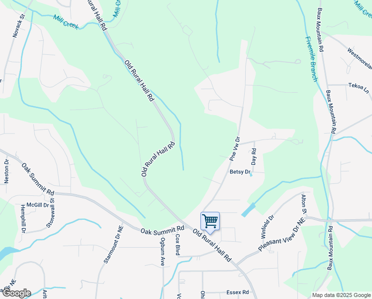 map of restaurants, bars, coffee shops, grocery stores, and more near 5535 Old Rural Hall Road in Winston-Salem