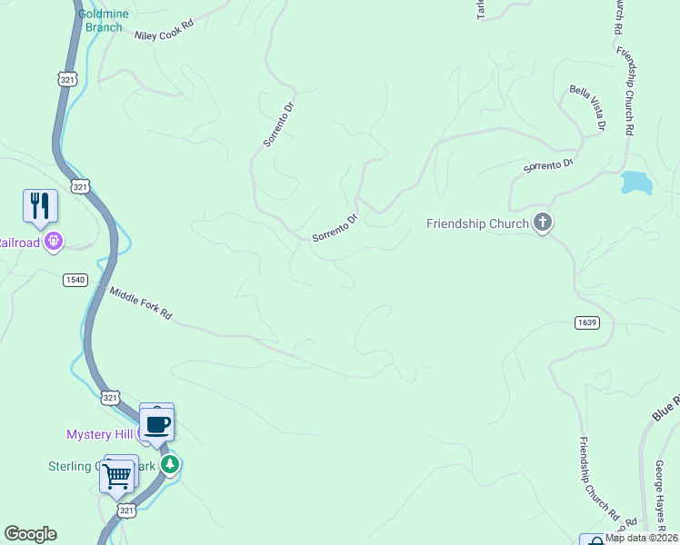 map of restaurants, bars, coffee shops, grocery stores, and more near 178 Sorrento Park Drive in Blowing Rock
