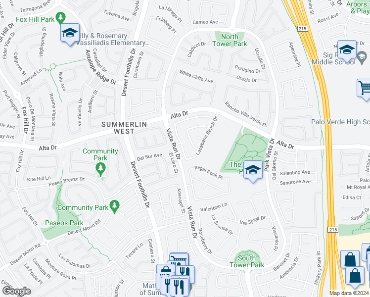 map of restaurants, bars, coffee shops, grocery stores, and more near 572 Caribbean Palm Drive in Las Vegas