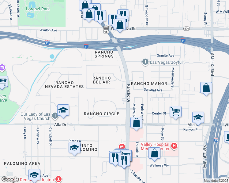map of restaurants, bars, coffee shops, grocery stores, and more near 2401 Driftwood Drive in Las Vegas