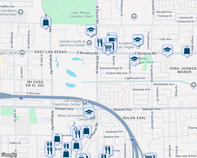 map of restaurants, bars, coffee shops, grocery stores, and more near in Las Vegas