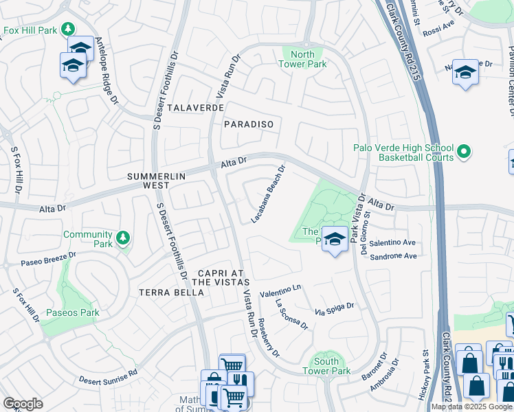 map of restaurants, bars, coffee shops, grocery stores, and more near 580 Playa Linda Place in Las Vegas