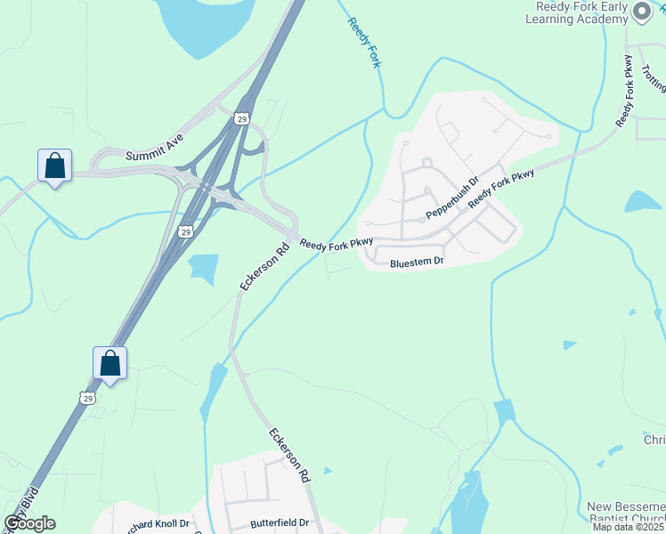 map of restaurants, bars, coffee shops, grocery stores, and more near 3800 Buckskin Way in Greensboro