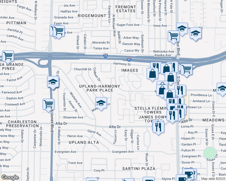 map of restaurants, bars, coffee shops, grocery stores, and more near in Las Vegas