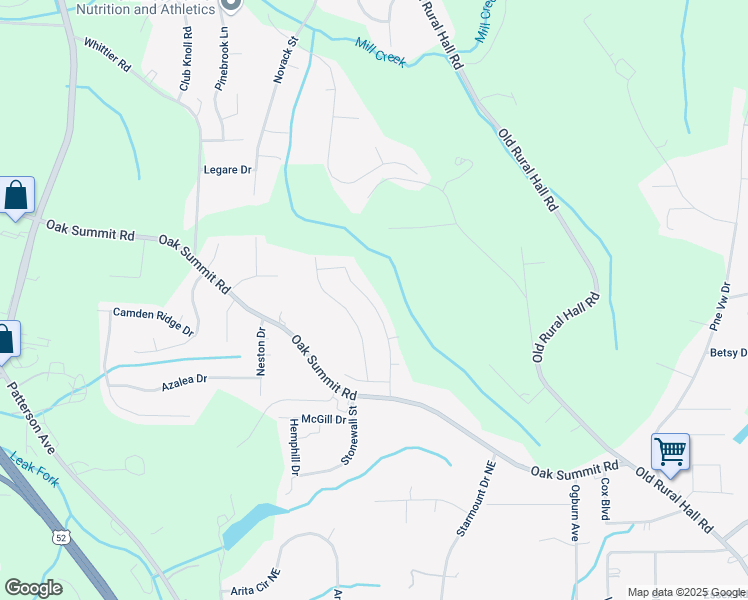 map of restaurants, bars, coffee shops, grocery stores, and more near 4385 Oak Pointe Drive in Winston-Salem