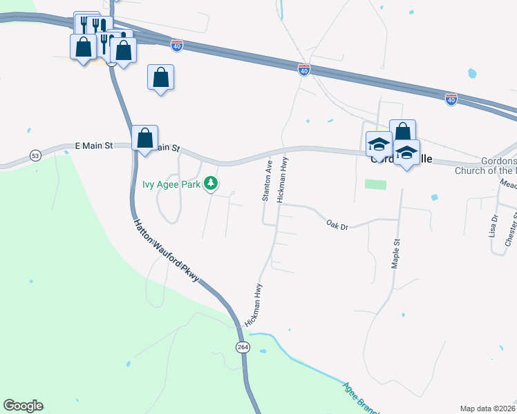 map of restaurants, bars, coffee shops, grocery stores, and more near 157 Stanton Ave in Gordonsville