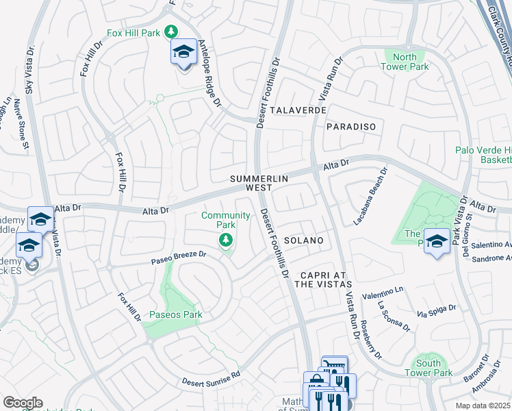 map of restaurants, bars, coffee shops, grocery stores, and more near 520 Ivy Spring Street in Las Vegas
