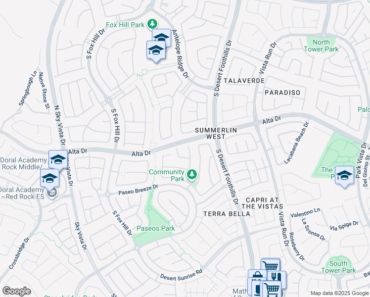 map of restaurants, bars, coffee shops, grocery stores, and more near 513 Puenta Del Rey Street in Las Vegas