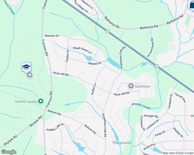map of restaurants, bars, coffee shops, grocery stores, and more near 4735 Duffer Lane in Pfafftown