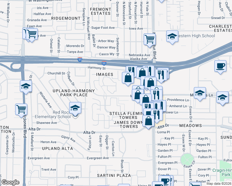 map of restaurants, bars, coffee shops, grocery stores, and more near 220 Mission Catalina Lane in Las Vegas
