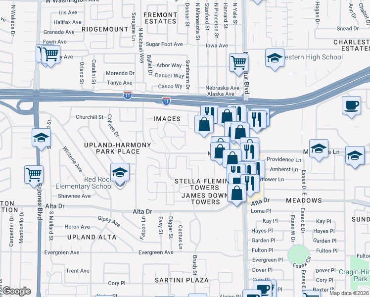 map of restaurants, bars, coffee shops, grocery stores, and more near 220 Mission Catalina Lane in Las Vegas