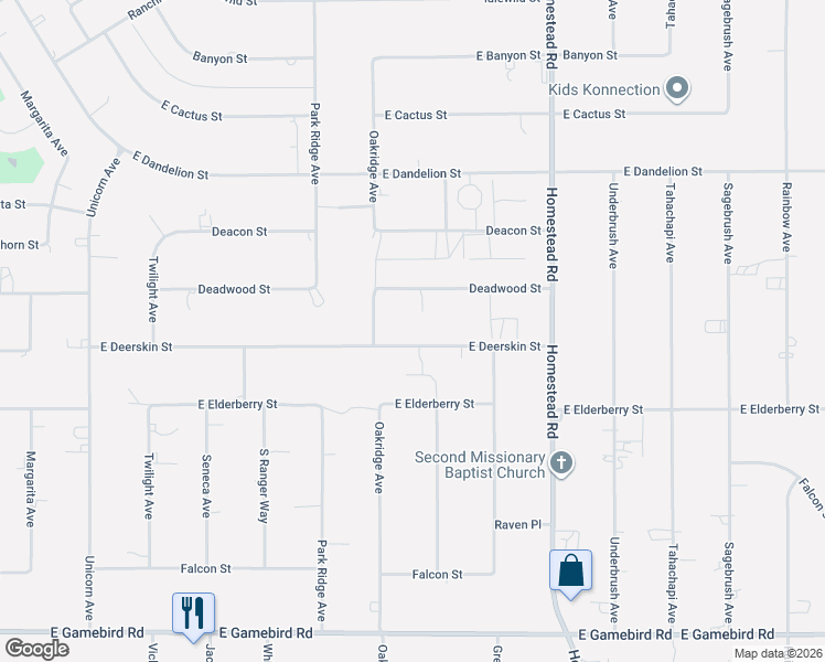map of restaurants, bars, coffee shops, grocery stores, and more near 2711 Deadwood Street in Pahrump