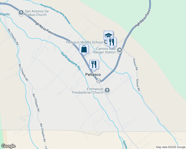 map of restaurants, bars, coffee shops, grocery stores, and more near in Peñasco