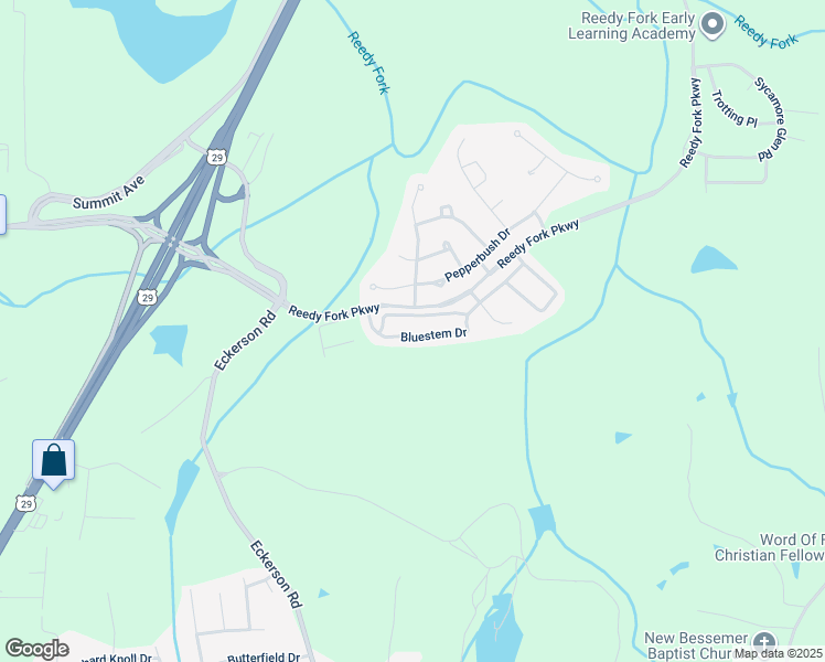 map of restaurants, bars, coffee shops, grocery stores, and more near 3913 Bluestem Drive in Greensboro