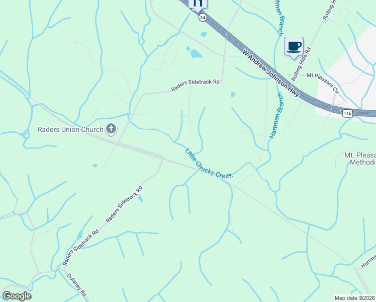 map of restaurants, bars, coffee shops, grocery stores, and more near 255 Bible Acres Lane in Greeneville