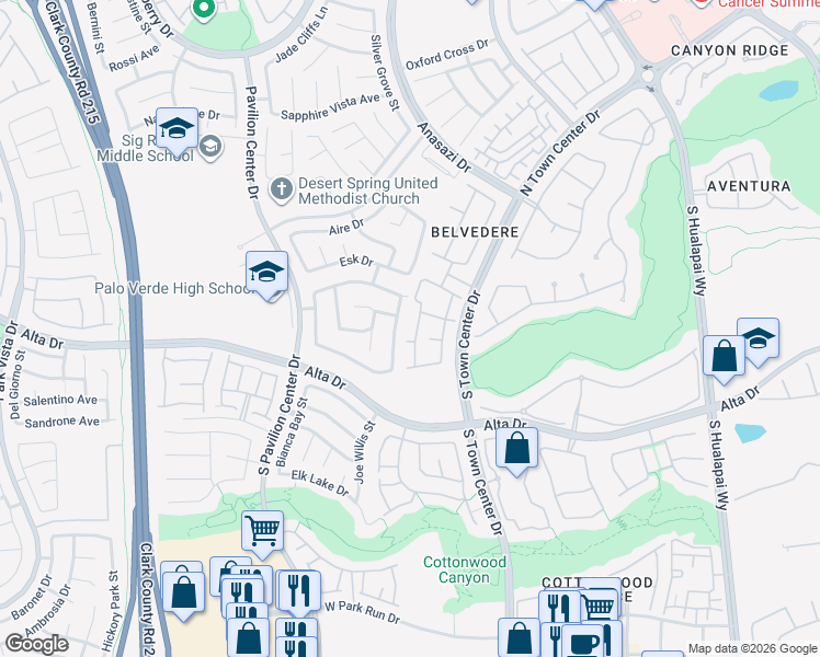 map of restaurants, bars, coffee shops, grocery stores, and more near 353 Amber Pine Street in Las Vegas