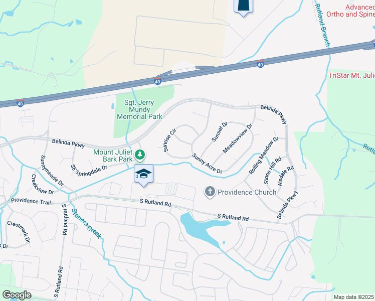 map of restaurants, bars, coffee shops, grocery stores, and more near 405 Morningview Drive in Mt. Juliet