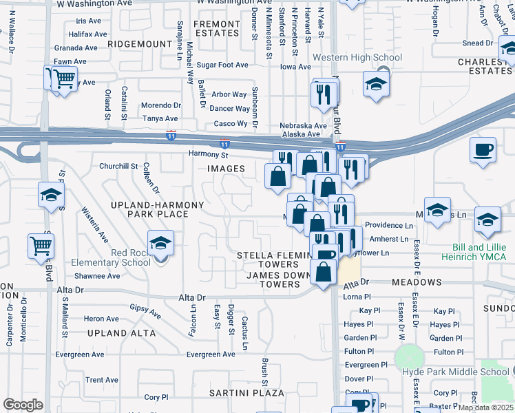 map of restaurants, bars, coffee shops, grocery stores, and more near 231 Mission Newport Lane in Las Vegas