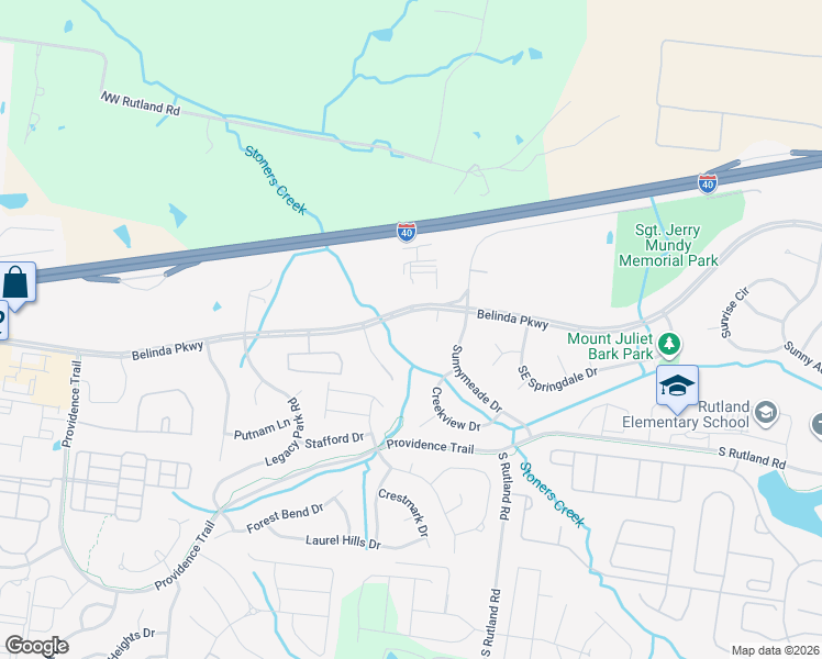 map of restaurants, bars, coffee shops, grocery stores, and more near 201 Belinda Parkway in Mt. Juliet