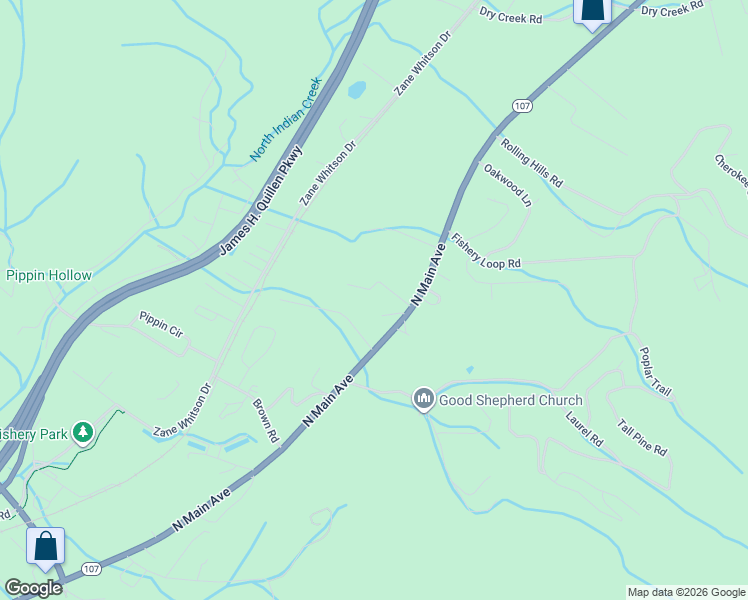 map of restaurants, bars, coffee shops, grocery stores, and more near 212 Stephens Lane in Erwin