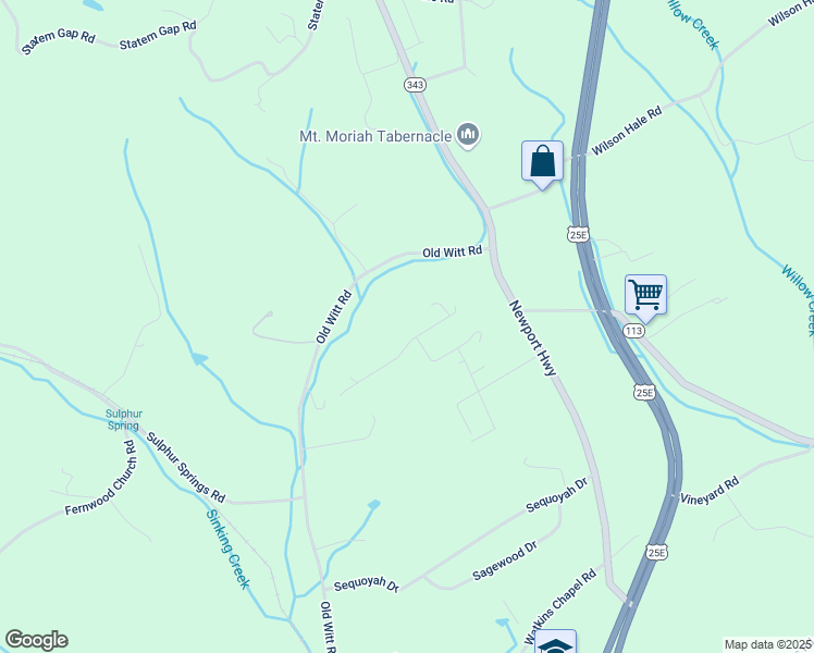 map of restaurants, bars, coffee shops, grocery stores, and more near 422 Randolph Drive in Morristown