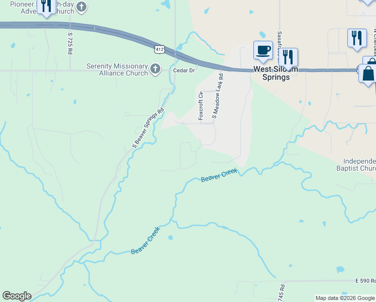 map of restaurants, bars, coffee shops, grocery stores, and more near 591 Meadowlark Drive in Watts