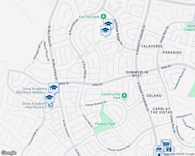 map of restaurants, bars, coffee shops, grocery stores, and more near 12106 Rojo Roma Avenue in Las Vegas