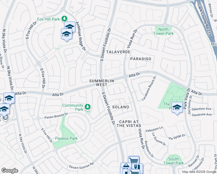 map of restaurants, bars, coffee shops, grocery stores, and more near 512 Los Dolces Street in Las Vegas