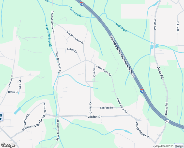 map of restaurants, bars, coffee shops, grocery stores, and more near 4777 Ader Drive in Winston-Salem