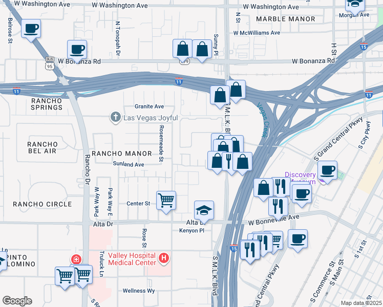 map of restaurants, bars, coffee shops, grocery stores, and more near 1712 Crystal Ann Avenue in Las Vegas