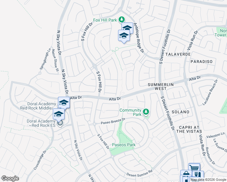 map of restaurants, bars, coffee shops, grocery stores, and more near 12106 Rojo Roma Avenue in Las Vegas